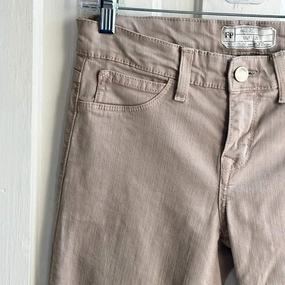 Free People FP Skinny Jeans Size 28 Taupe Gray Brown Stretch Ankle Jeans